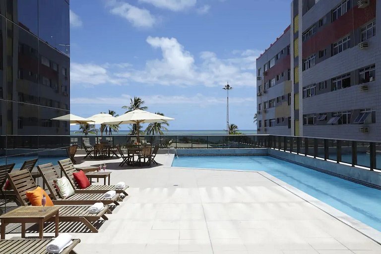 Flat Luxo Com Varanda Vista Mar