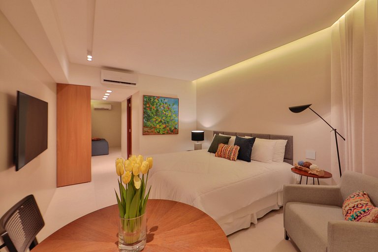 Flat Luxo Com Varanda Vista Mar