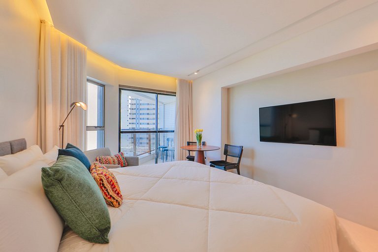 Flat Luxo Com Varanda Vista Mar